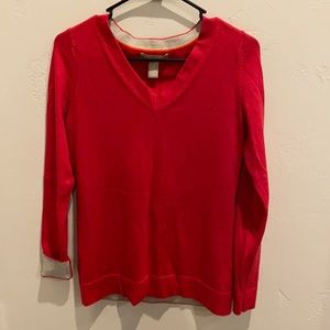 Red v-neck sweater